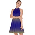 Electric Yellow To Navy Blue Bilinear Gradient Sleeveless Halter Neck A-Line Dress View2