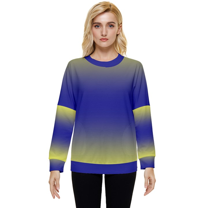 Electric Yellow To Navy Blue Bilinear Gradient Hidden Pocket Sweatshirt