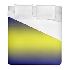 Navy Blue To Electric Yellow Bilinear Gradient Duvet Cover (full/ Double Size) by GradientsOmbre