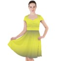 Navy Blue To Electric Yellow Bilinear Gradient Cap Sleeve Midi Dress View1