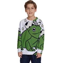 Frog With A Cowboy Hat Kids  Crewneck Sweatshirt by Teevova