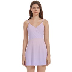 Pale Pink To Pale Violet Linear Gradient Body Wrap Sleeveless V-neck Mini Dress by GradientsOmbre