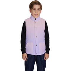 Pale Pink To Pale Violet Linear Gradient Kid s Button Up Puffer Vest by GradientsOmbre