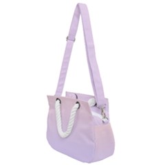 Pale Pink To Pale Violet Linear Gradient Rope Handles Shoulder Strap Bag by GradientsOmbre