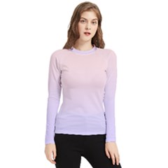 Pale Pink To Pale Violet Linear Gradient Women s Long Sleeve Rash Guard by GradientsOmbre