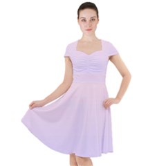 Pale Pink To Pale Violet Linear Gradient Cap Sleeve Midi Dress by GradientsOmbre