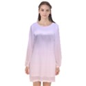 Pale Violet To Pale Pink Linear Gradient Long Sleeve Chiffon Shift Dress  View1