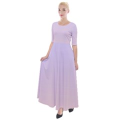 Pale Violet To Pale Pink Linear Gradient Half Sleeves Maxi Dress by GradientsOmbre