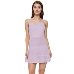 Pale Violet To Pale Pink Linear Gradient Short Frill Dress by GradientsOmbre