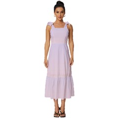 Pale Violet To Pale Pink Linear Gradient Tie-strap Tiered Midi Chiffon Dress by GradientsOmbre