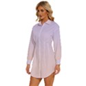 Pale Violet To Pale Pink Linear Gradient Womens Long Sleeve Shirt Dress View2