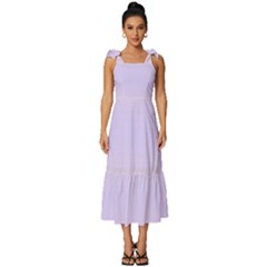 Pale Pink To Pale Violet Bilinear Gradient Tie-strap Tiered Midi Chiffon Dress by GradientsOmbre