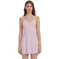 Pale Violet To Pale Pink Bilinear Gradient Body Wrap Sleeveless V-neck Mini Dress by GradientsOmbre