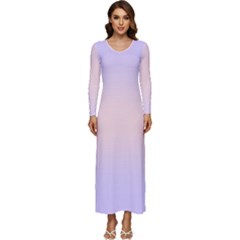 Pale Violet To Pale Pink Bilinear Gradient Long Sleeve Longline Maxi Dress by GradientsOmbre