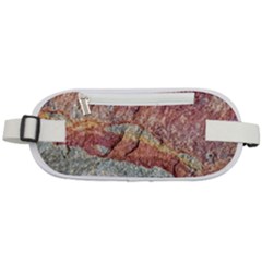 Red And Gray Rock Texture Print Rounded Waist Pouch by dflcprintsclothing