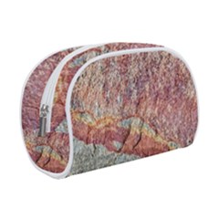 Red And Gray Rock Texture Print Make Up Case (small) by dflcprintsclothing