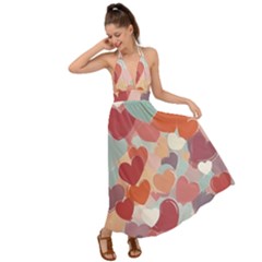 Valentines Day Hearts Romance Love Backless Maxi Beach Dress by Posterlux