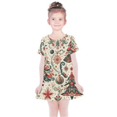 Christmas Tree Snow Kids  Simple Cotton Dress by Bedest