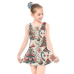 Christmas Tree Snow Kids  Skater Dress Swimsuit by Bedest