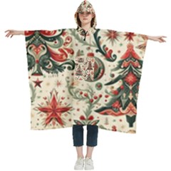 Christmas Tree Snow Women s Hooded Rain Ponchos by Bedest