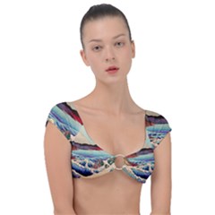 Wave Japanese Mount Fuji Ocean Cap Sleeve Ring Bikini Top by Bedest