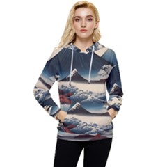 Hokusai Moutains Japan Women s Lightweight Drawstring Hoodie by Bedest