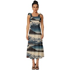 Hokusai Moutains Japan Tie-strap Tiered Midi Chiffon Dress by Bedest