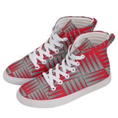 Zigzag Pattern Chevron Red Men s Hi-top Skate Sneakers by Bedest