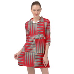 Zigzag Pattern Chevron Red Mini Skater Shirt Dress by Bedest