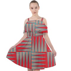 Zigzag Pattern Chevron Red Cut Out Shoulders Dress by Bedest