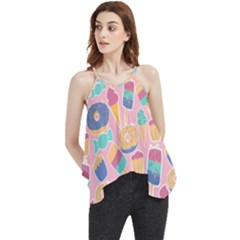 Ice Cream Donut Sweets Candie Flowy Camisole Tank Top by Apenda