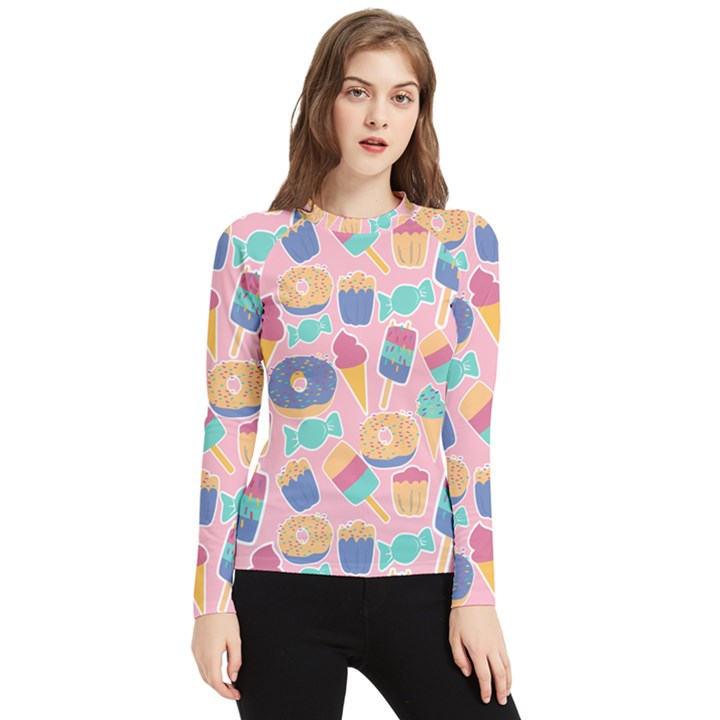 Ice Cream Donut Sweets Candie Women s Long Sleeve Rash Guard