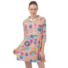 Ice Cream Donut Sweets Candie Mini Skater Shirt Dress by Apenda