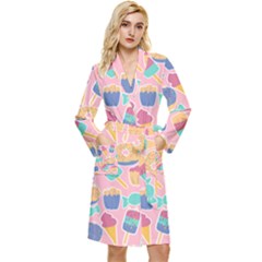 Ice Cream Donut Sweets Candie Long Sleeve Velvet Robe by Apenda