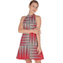 Zigzag Pattern Chevron Red Sleeveless Halter Neck A-Line Dress View2