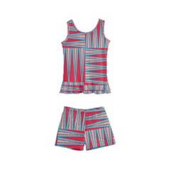 Zigzag Pattern Chevron Red Kids  Boyleg Swimsuit by Bedest