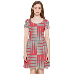 Zigzag Pattern Chevron Red Inside Out Cap Sleeve Dress by Bedest