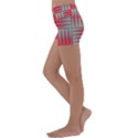 Zigzag Pattern Chevron Red Kids  Lightweight Velour Yoga Shorts View2