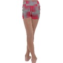 Zigzag Pattern Chevron Red Kids  Lightweight Velour Yoga Shorts View4