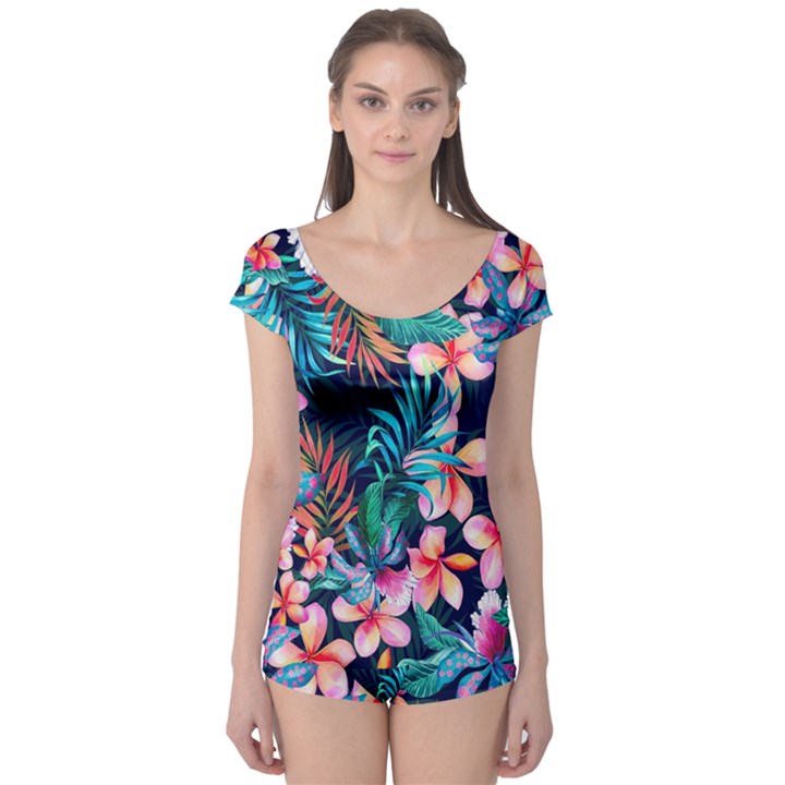 Hawaiian Flowers Hawaii Boyleg Leotard 