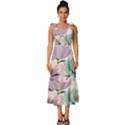 Flowers Pattern Floral Tie-Strap Tiered Midi Chiffon Dress View1