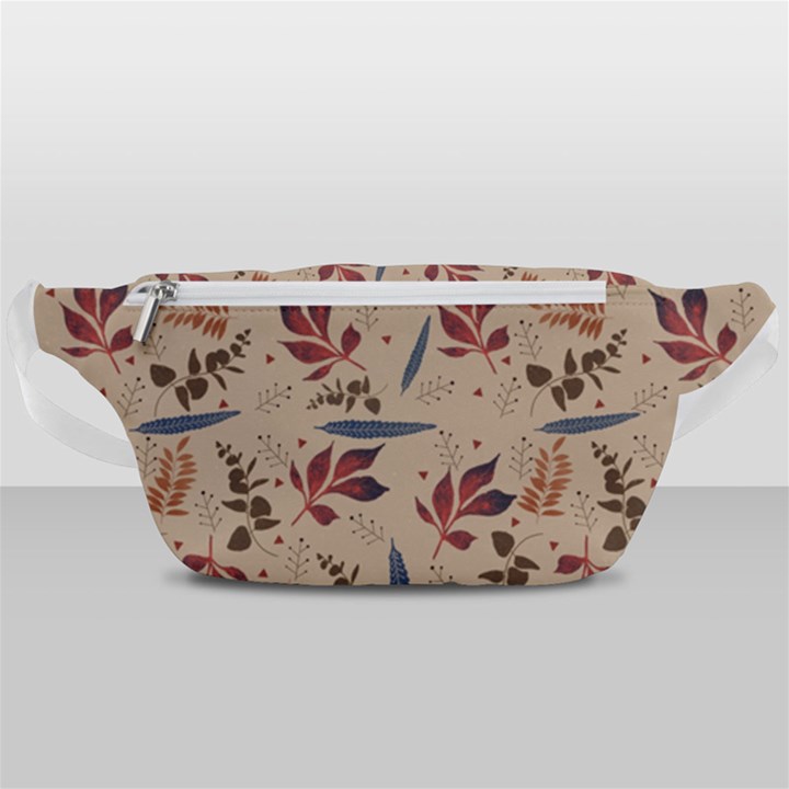 Leaves Pattern Teal Seamless Fall Waist Bag 