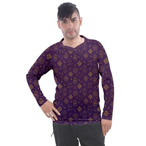 Moon Stars Pattern Men s Pique Long Sleeve T-shirt by Sabxi