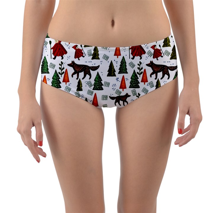 Little Red Riding Hood Seamless Reversible Mid-Waist Bikini Bottoms