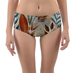 Leaves Pattern Flora Reversible Mid-waist Bikini Bottoms by Sabxi