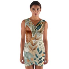 Leaves Pattern Flora Wrap Front Bodycon Dress by Sabxi