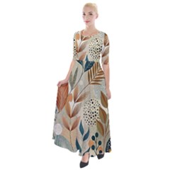 Leaves Pattern Flora Half Sleeves Maxi Dress by Sabxi