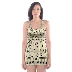 Music Melody Notes Sheet Music Skater Dress Swimsuit by Sabxi