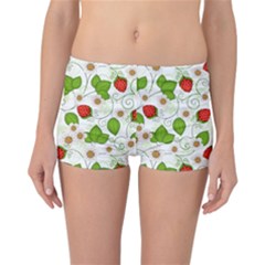 Strawberry Fruit Pattern Leaves Reversible Boyleg Bikini Bottoms by Sabxi