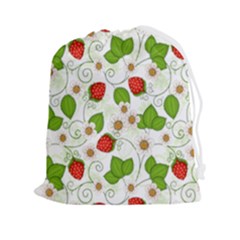 Strawberry Fruit Pattern Leaves Drawstring Pouch (2xl) by Sabxi